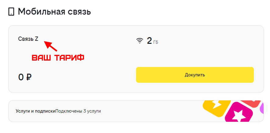 Информация о тарифе в личном кабинете Билайн