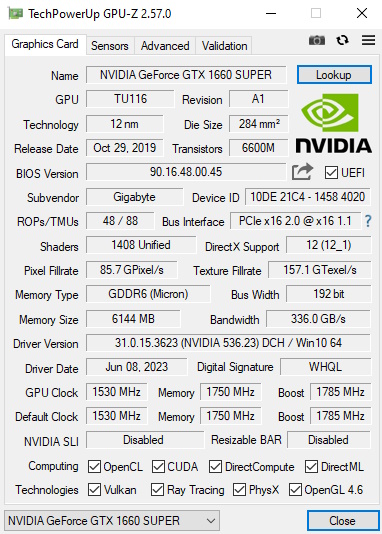 данные о видеокарте GPU-Z