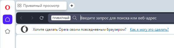 Окно приватного режима (инкогнито)